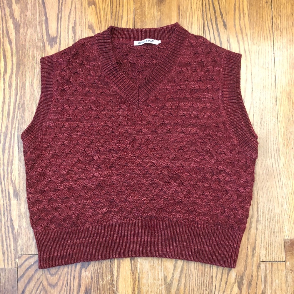 Misha and Puff Sweater Vest, Merino Wool, Cranberry, M/L